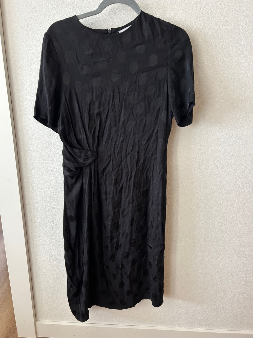 Mango Black Midi Dress with Side Knot